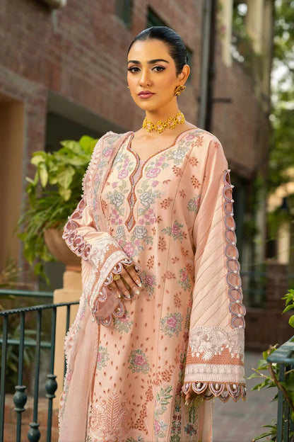 Elaf - 3Pc Lawn Embroidered Shirt With Khaddi Net Embroidered Dupatta And Trouser