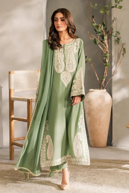 Batik - 3Pc Lawn Embroidered Shirt With Chiffon Dupatta And Trouser