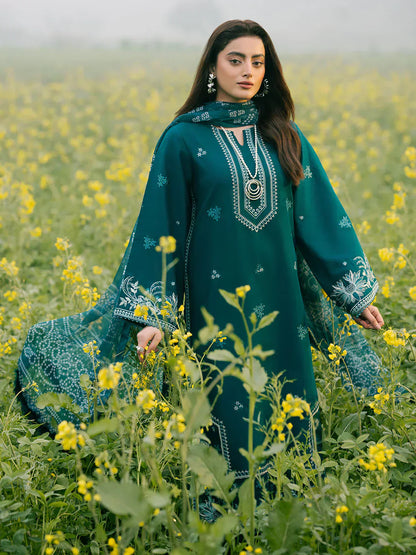 Izel - 3Pc Lawn Embroidered Shirt With Chiffon Printed Dupatta And Trouser