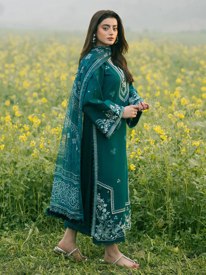 Izel - 3Pc Lawn Embroidered Shirt With Chiffon Printed Dupatta And Trouser