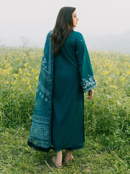 Izel - 3Pc Lawn Embroidered Shirt With Chiffon Printed Dupatta And Trouser