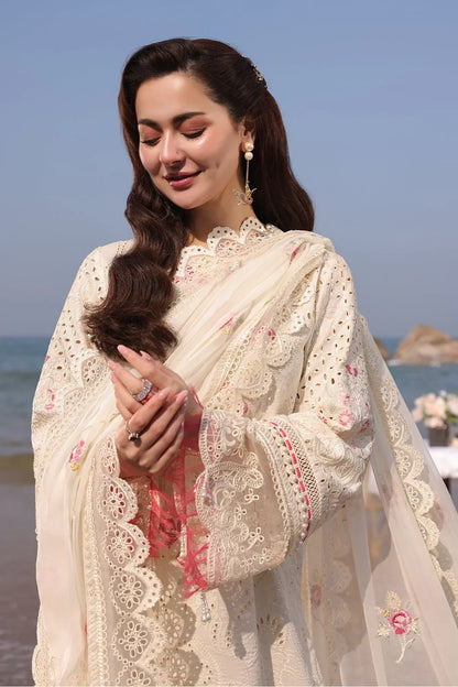 Imrozia Serene - 3Pc Lawn Embroidered Shirt With Khadi Net Embroidered Dupatta And Trouser