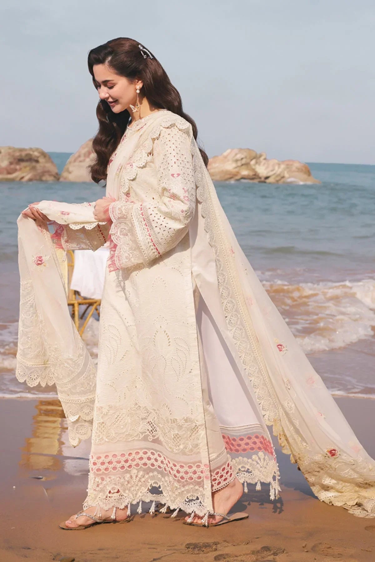 Imrozia Serene - 3Pc Lawn Embroidered Shirt With Khadi Net Embroidered Dupatta And Trouser