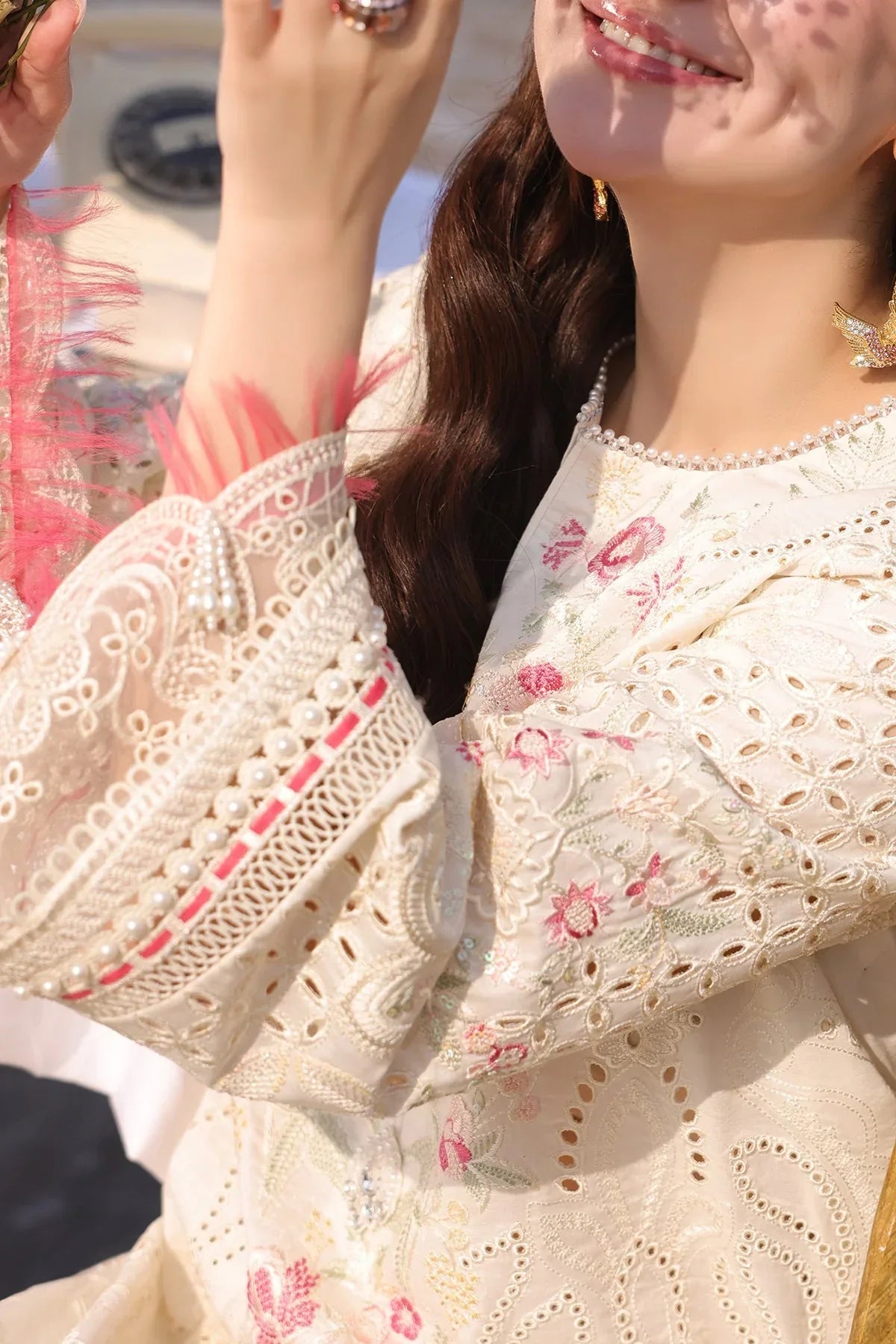 Imrozia Serene - 3Pc Lawn Embroidered Shirt With Khadi Net Embroidered Dupatta And Trouser