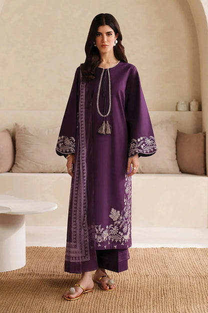 Garnet - 3Pc Lawn Embroidered Shirt With Chiffon Printed Dupatta And Trouser