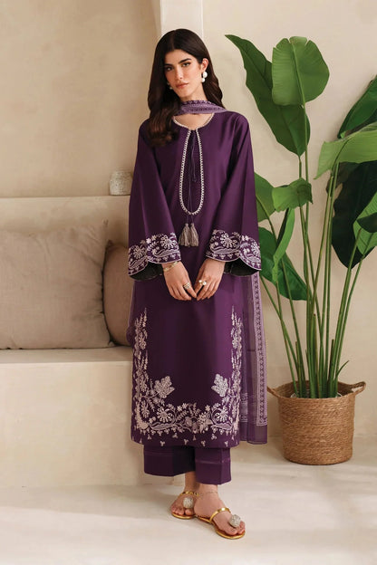 Garnet - 3Pc Lawn Embroidered Shirt With Chiffon Printed Dupatta And Trouser