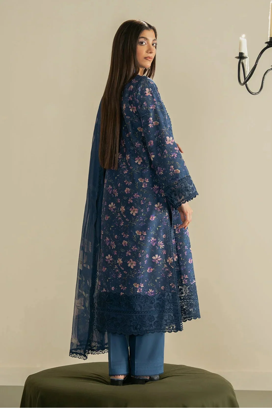 Ayzel - 3Pc Lawn Printed Shirt With Silk Printed Dupatta And Trouser