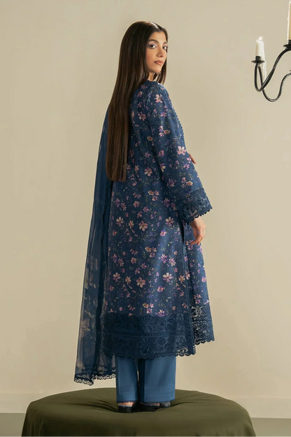 Ayzel - 3Pc Lawn Printed Shirt With Silk Printed Dupatta And Trouser