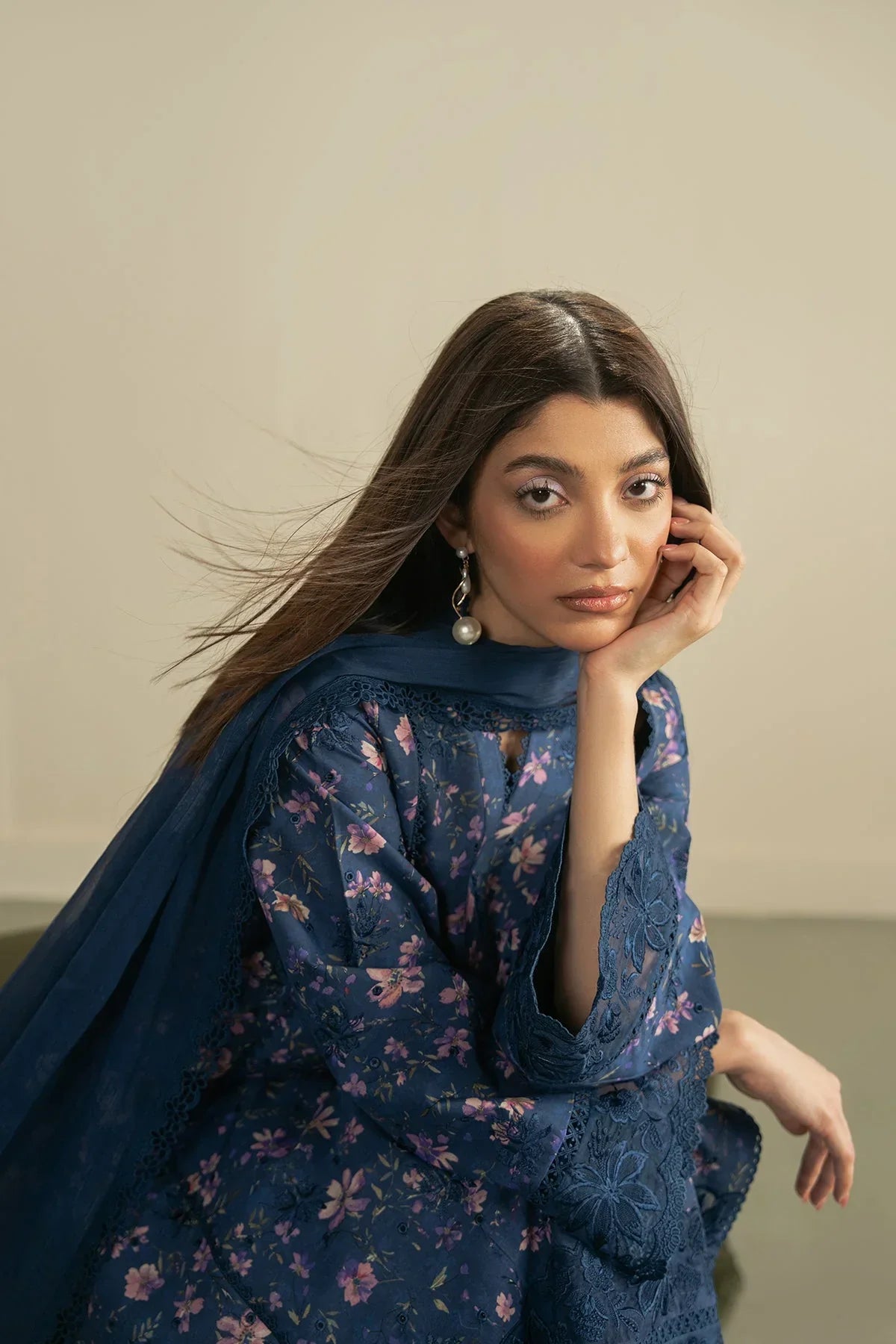 Ayzel - 3Pc Lawn Printed Shirt With Silk Printed Dupatta And Trouser