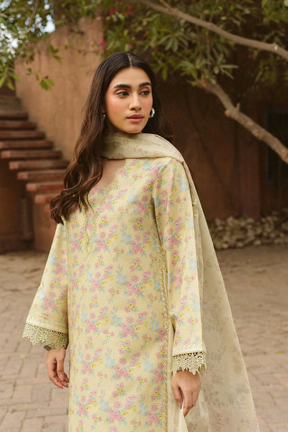 Ayzel - 3Pc Lawn Printed Shirt With Silk Printed Dupatta And Trouser