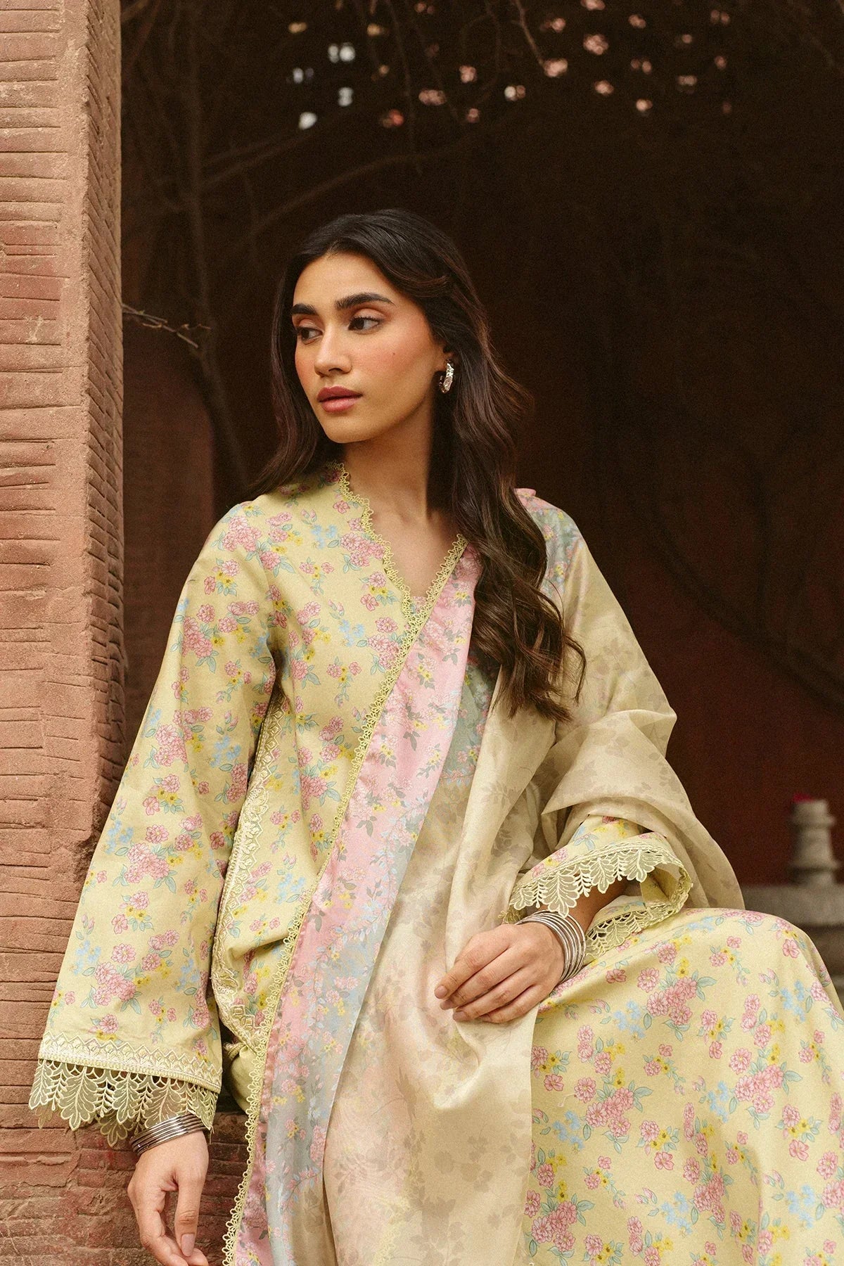 Ayzel - 3Pc Lawn Printed Shirt With Silk Printed Dupatta And Trouser