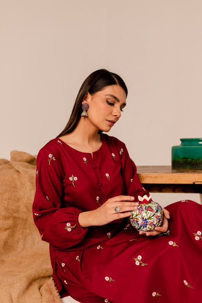 Batik - 2Pc Lawn Embroidered Shirt With Embroidered Trouser