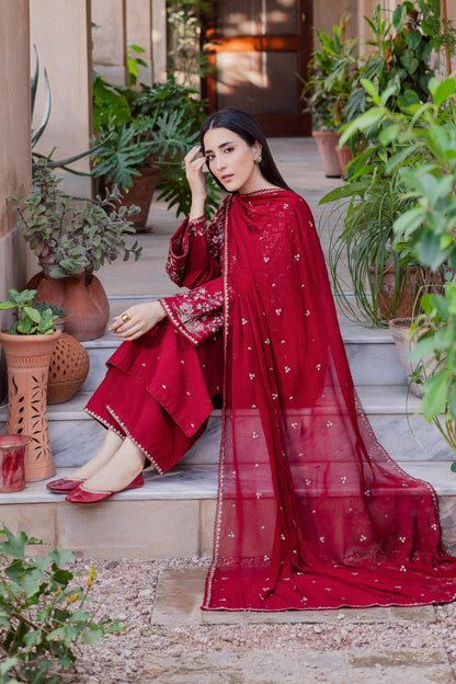 Batik - 3Pc Lawn Embroidered Shirt With Chiffon Embroidered Dupatta And Trouser