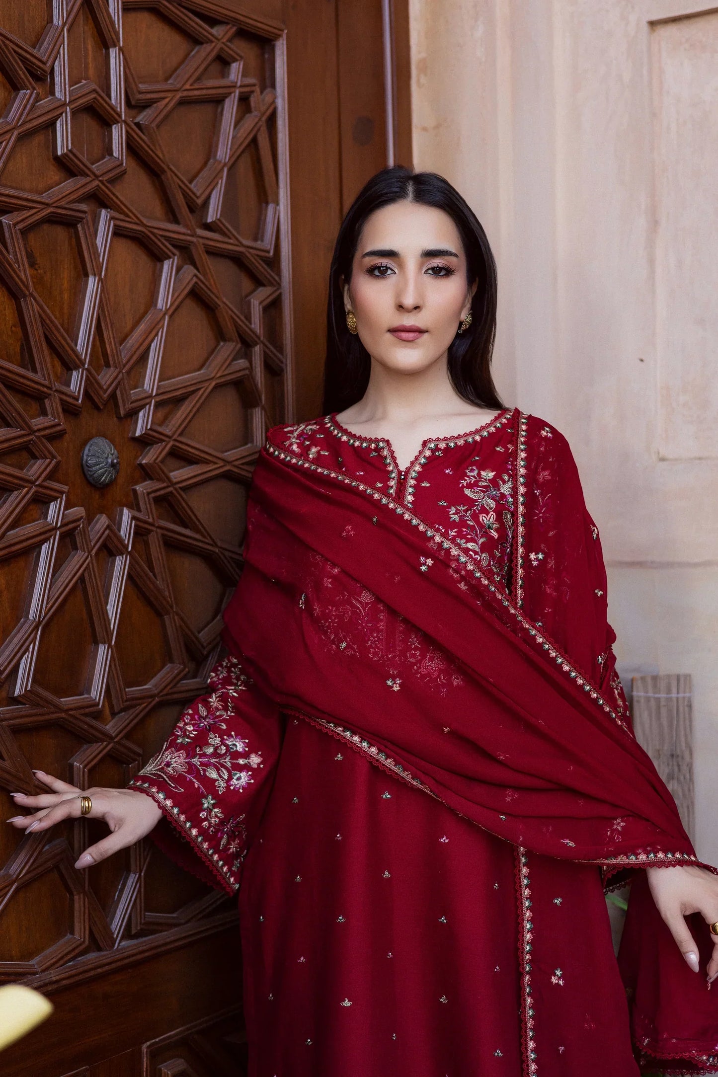 Batik - 3Pc Lawn Embroidered Shirt With Chiffon Embroidered Dupatta And Trouser