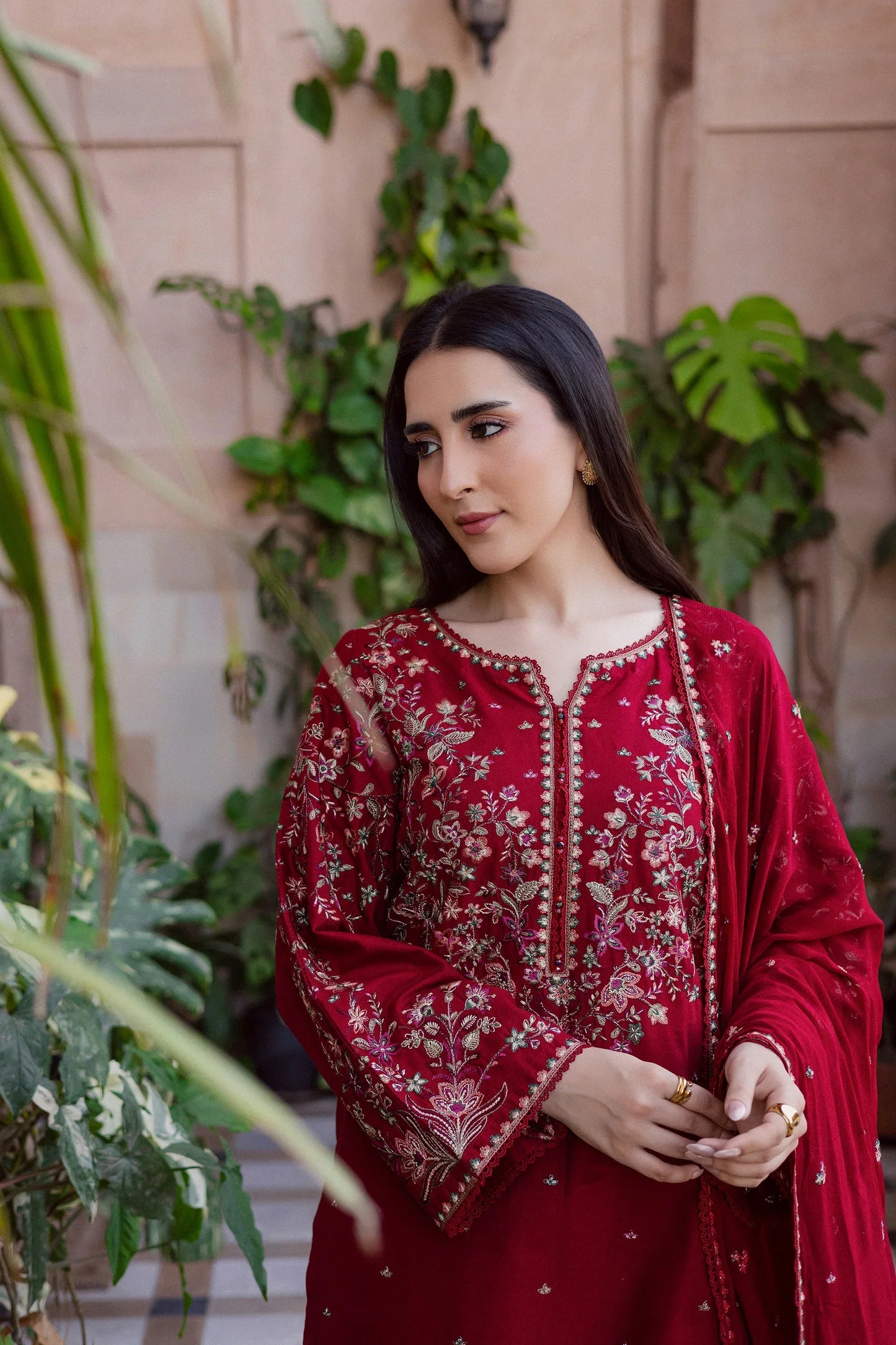 Batik - 3Pc Lawn Embroidered Shirt With Chiffon Embroidered Dupatta And Trouser