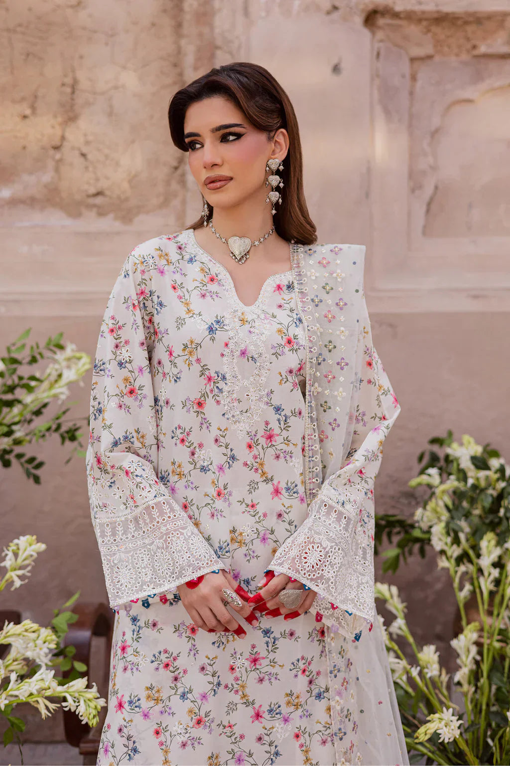 Batik - 3Pc Lawn Printed Shirt With Organza Embroidered Dupatta And Trouser