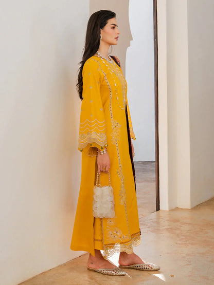 Izel - 3Pc Lawn Embroidered Shirt With Chiffon Printed Dupatta And Trouser