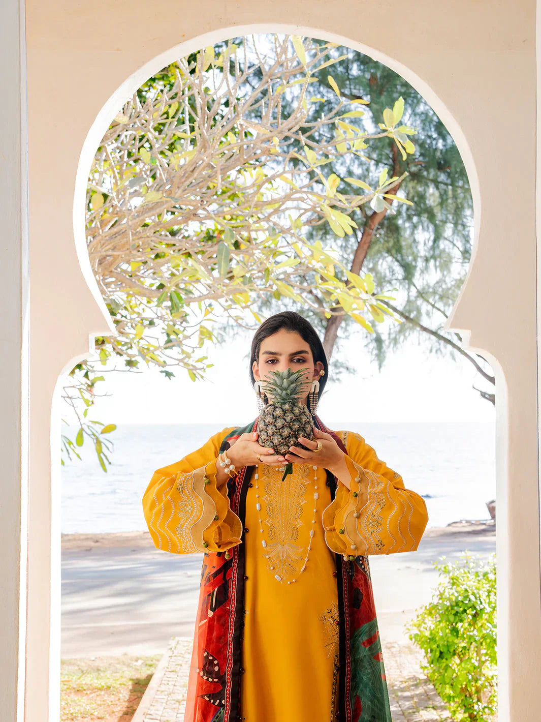Izel - 3Pc Lawn Embroidered Shirt With Chiffon Printed Dupatta And Trouser