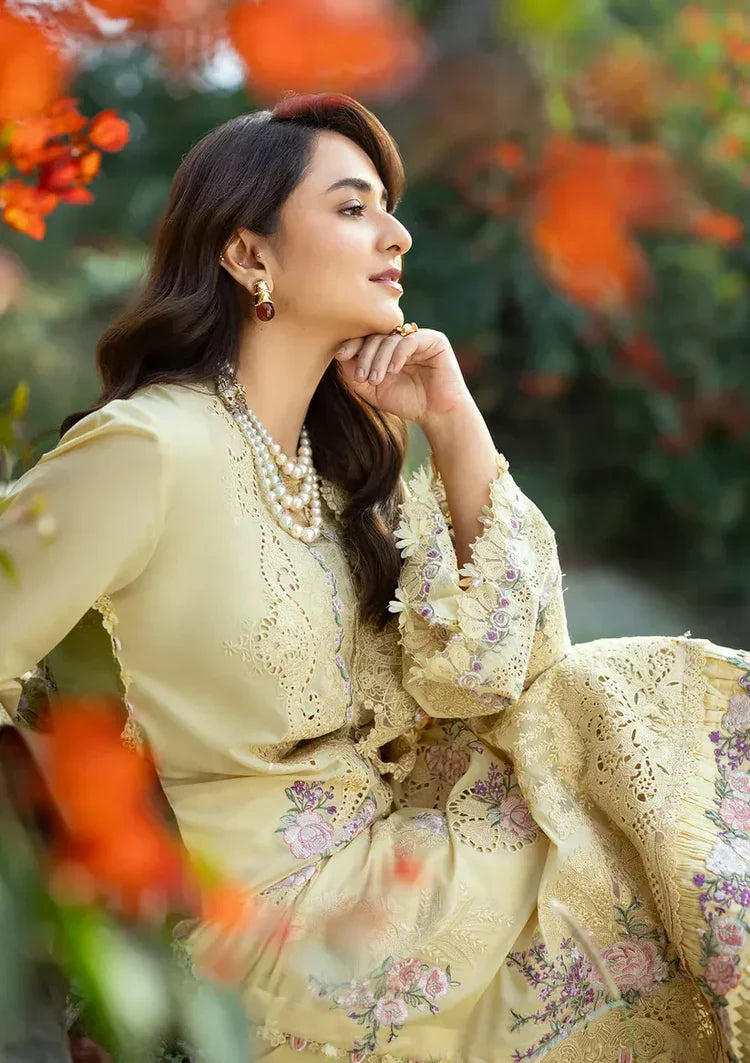 Elaf - 3Pc Lawn Embroidered Shirt With Chiffon Embroidered Dupatta And Trouser