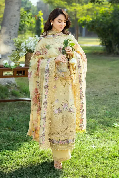 Elaf - 3Pc Lawn Embroidered Shirt With Chiffon Embroidered Dupatta And Trouser