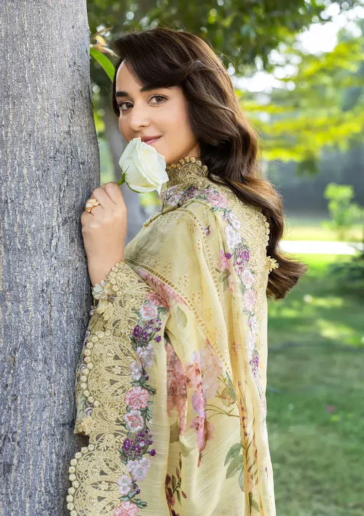 Elaf - 3Pc Lawn Embroidered Shirt With Chiffon Embroidered Dupatta And Trouser
