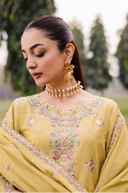 Batik - 3Pc Lawn Embroidered Shirt With Khaddi Net Embroidered Dupatta And Trouser