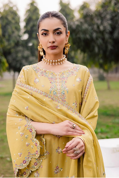 Batik - 3Pc Lawn Embroidered Shirt With Khaddi Net Embroidered Dupatta And Trouser