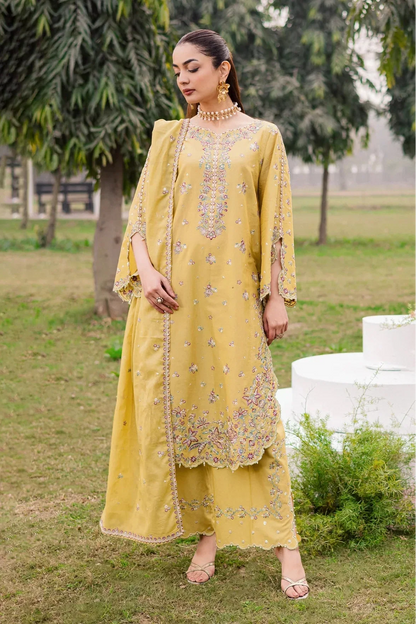 Batik - 3Pc Lawn Embroidered Shirt With Khaddi Net Embroidered Dupatta And Trouser